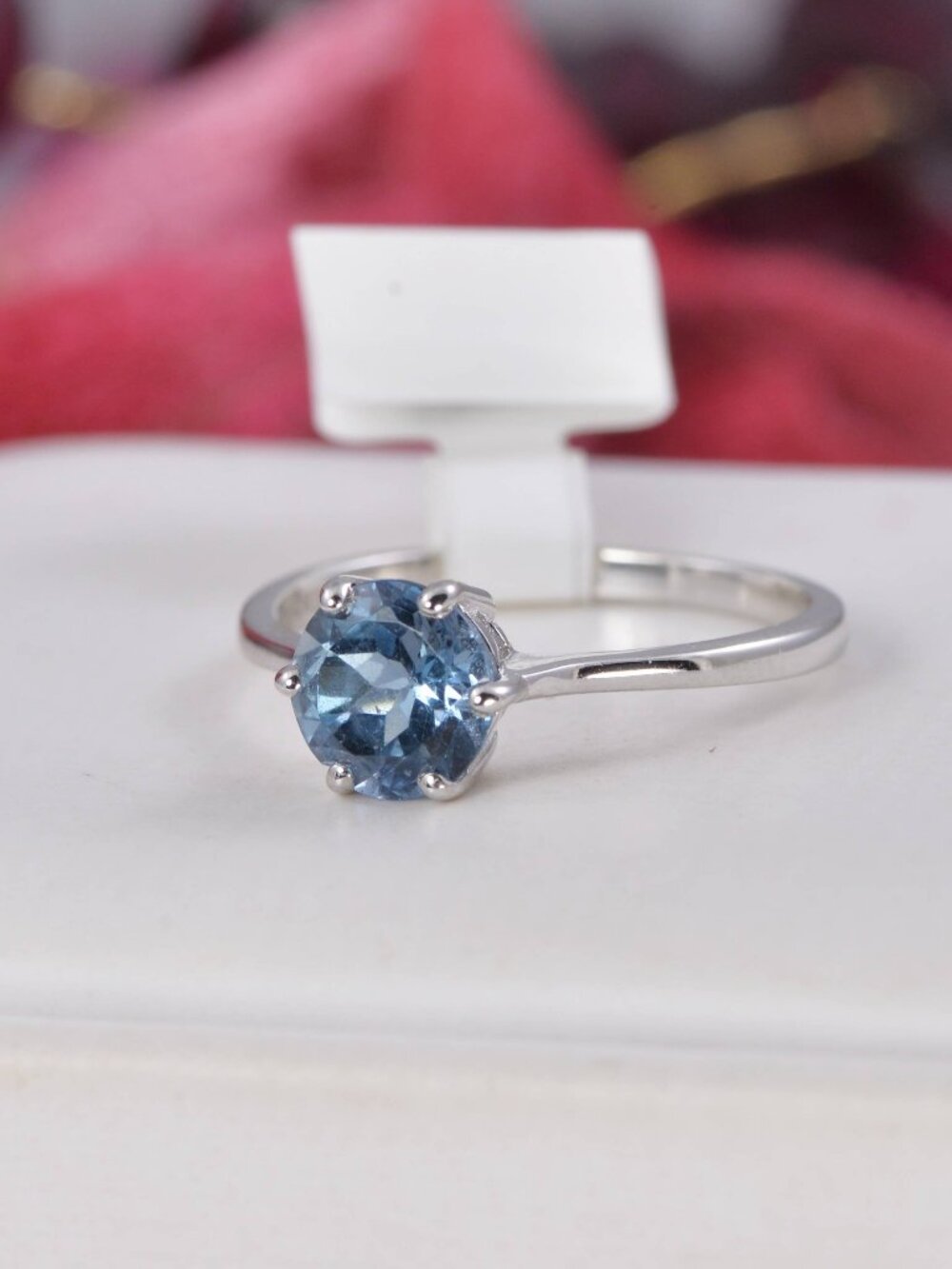 Genuine London Blue Topaz Ring 925 Sterling Silver, sz 8